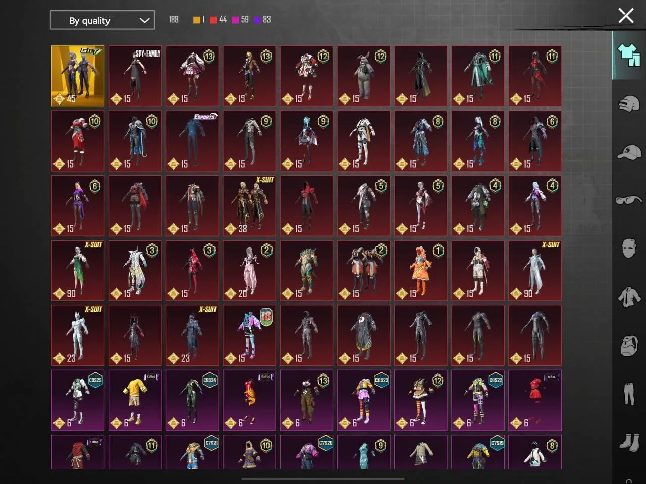 PGM258 Flora Lv.4, Sylvan Lv.4, 2 M416 Lv.7, Full Mission Impossible, 70+ Mythics, 30+ Lab Guns, Full Exterior (G)